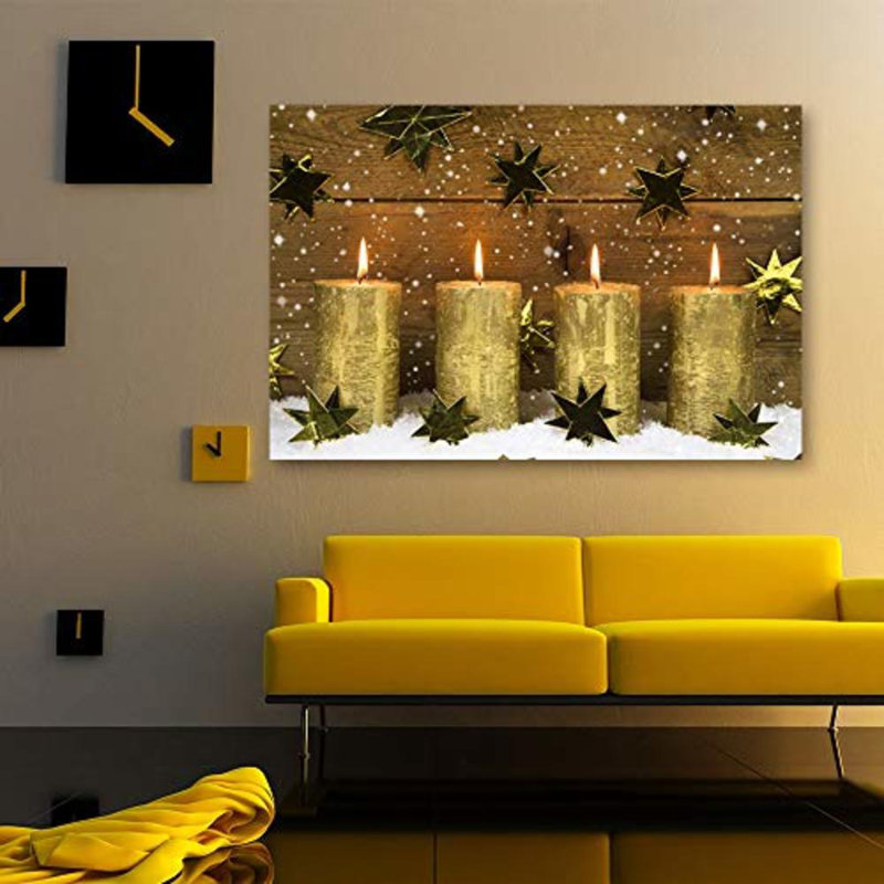 Christmas Holiday Celebration Candles X15 - Photographie sur toile tendue, H 12 po x l 18 po