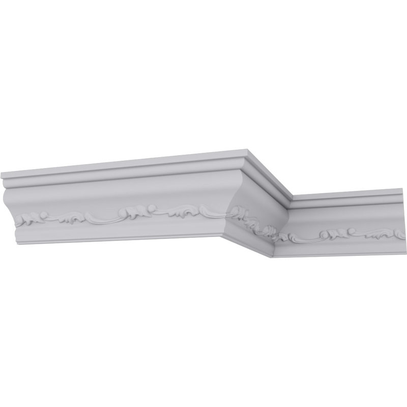 94.5" White Urethane Crown Moulding with Ornate Design