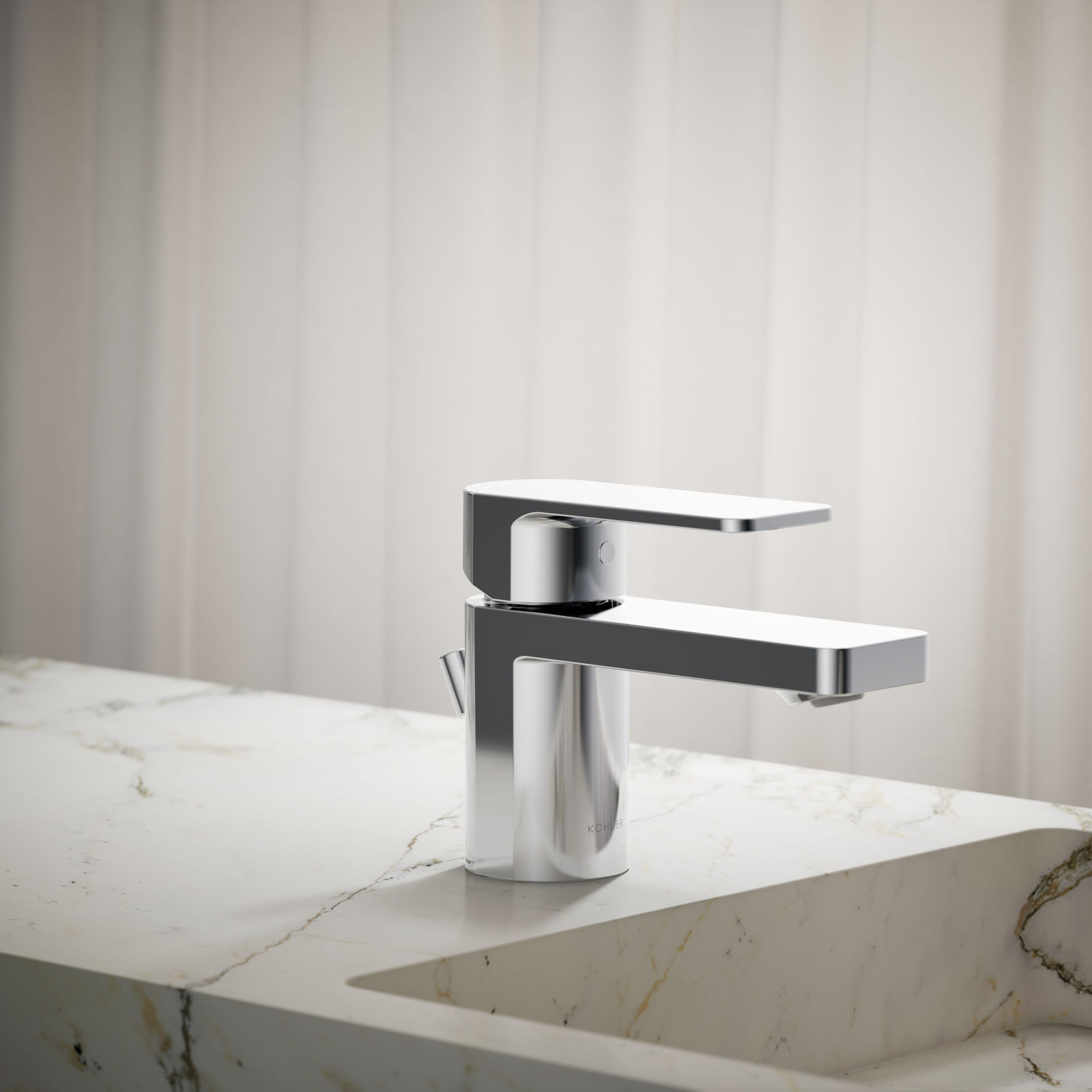 Parallel Single Hole Bathroom Faucet, Polished Chrome