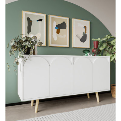 Lilliana Arched 4 Door Accent Sideboard With Wooden Legs