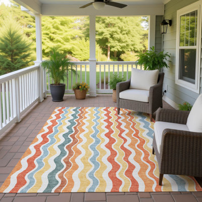 Machine Washable Indoor/Outdoor Bourkelands ACN2342 Stripes Rug