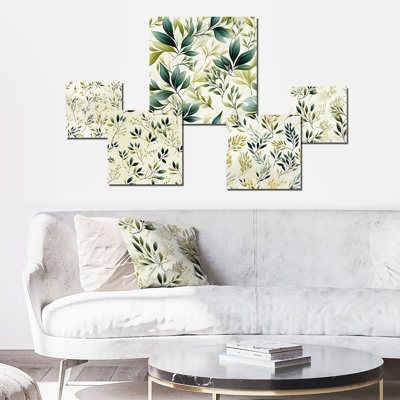 Feuilles zen - ensemble de 5 décorations murales plantes