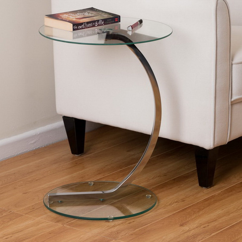 Alexandrina Glass Top Abstract End Table, Clear