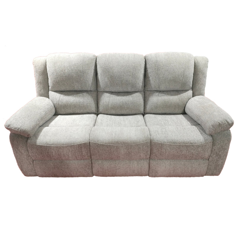 Betzalel 3 Seater Chenille Reclining Sofa, Light Grey