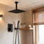 Ensemble de système de douche au plafond en laiton noir mat avec douchette et pomme de douche 10 pouces