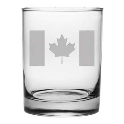 Canadian Flag 14oz. Whiskey Glass Set