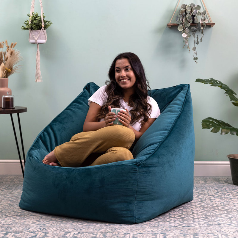 icon Milano Velvet Armchair Bean Bag, Teal Green