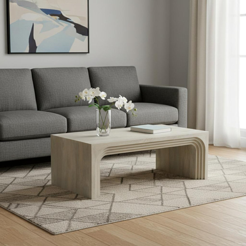 Table basse 51 "à double caisson en bois massif blanc