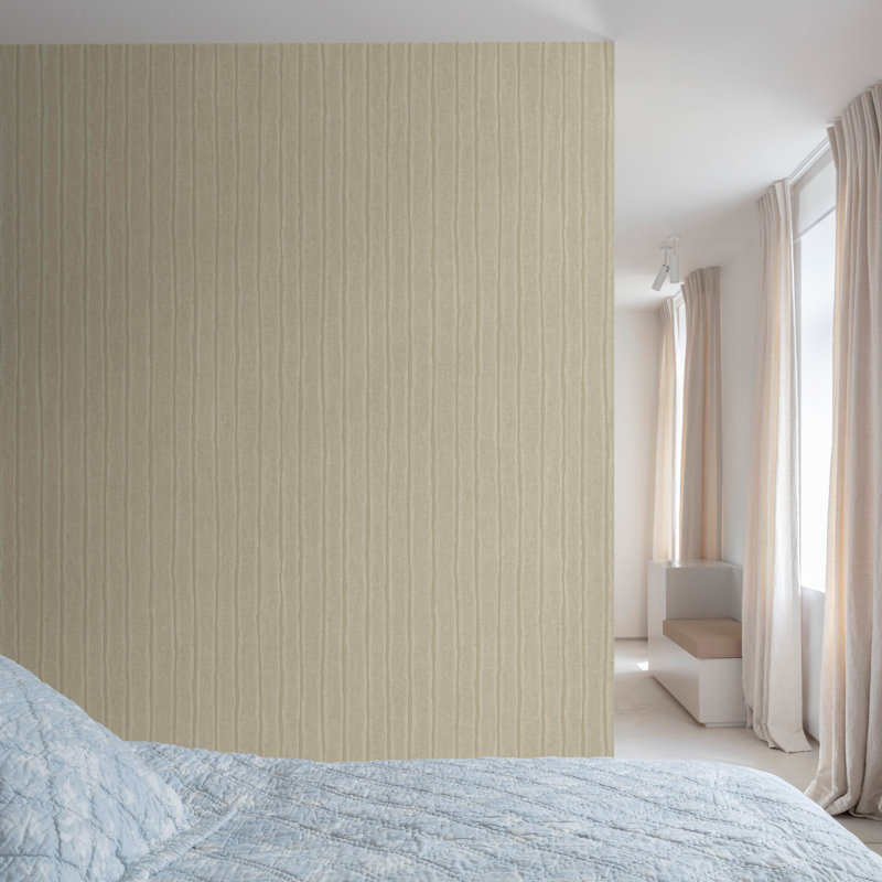 Precious Weaves Collection Irregular Stripes Wallpaper Roll, Beige