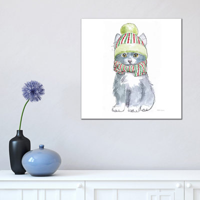 Christmas Kitties II Square 1 Piece Wrapped Canvas Wall Art