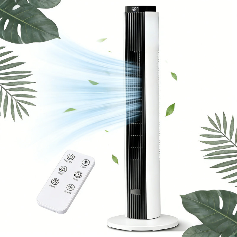 Ventilateur portatif sans lame de 37 pouces - oscillation 80 °, 6 vitesses, 4 modes, refroidissement silencieux avec minuterie 12H et télécommande, affichage à DEL, secondaire