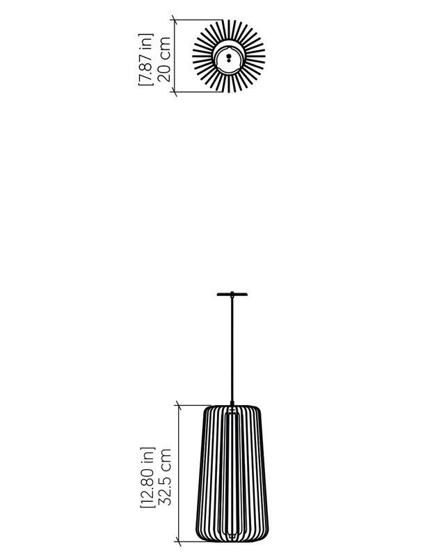 Stecche Di Legno 1 - Light Pendant, Imbuia, 12.68" H x 7.8" W x 7.8" D