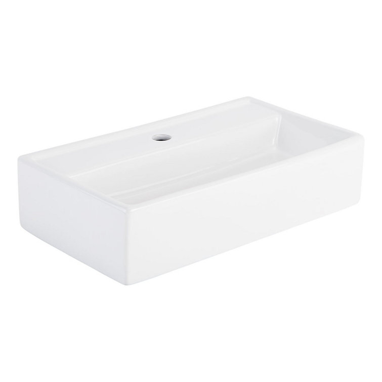 22" Kaisy White Porcelain Rectangular Wall Mount Bathroom Sink with Overflow