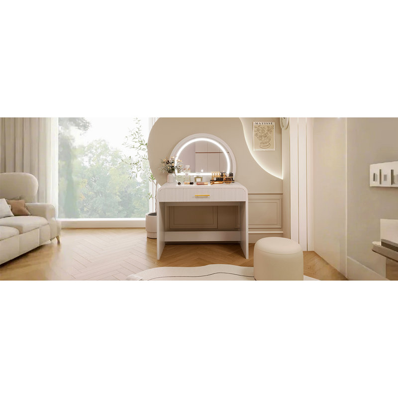 Coiffeuse avec miroir, Blanc