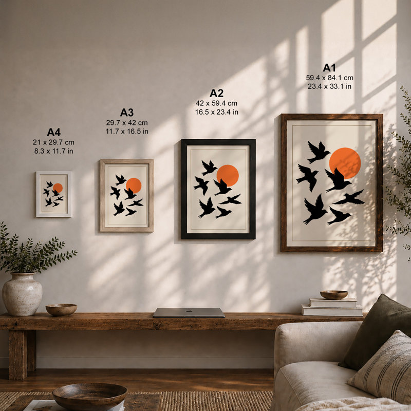 Birds Toward The Sun Minimalist - Print, Unframed, A3 - 42.0 x 29.7 cm