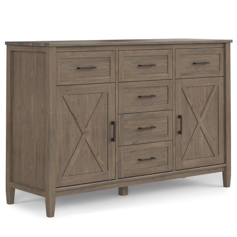 Smoky Brown Solid Wood 54" Transitional Sideboard with Storage