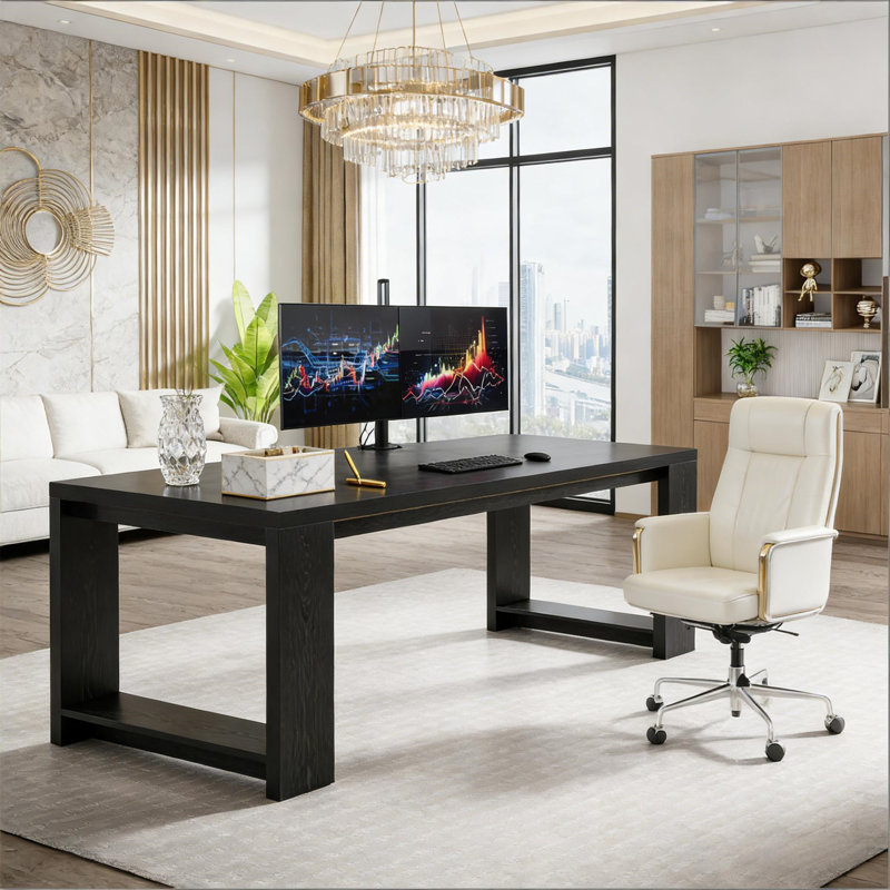 Work Desk (Not Include Stools), Black