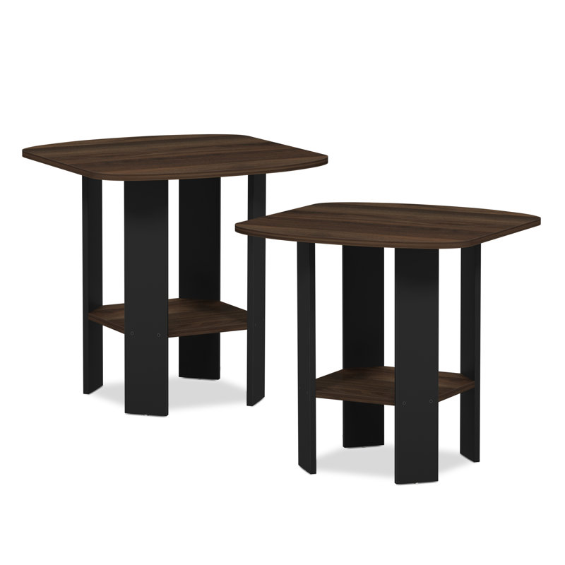 Micha End Table Set with Storage, Columbia Walnut, Black