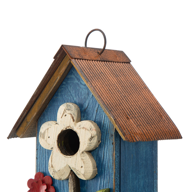 Maison d'oiseaux 10 po x 4 po x 6 po Strader, Bleu/jaune