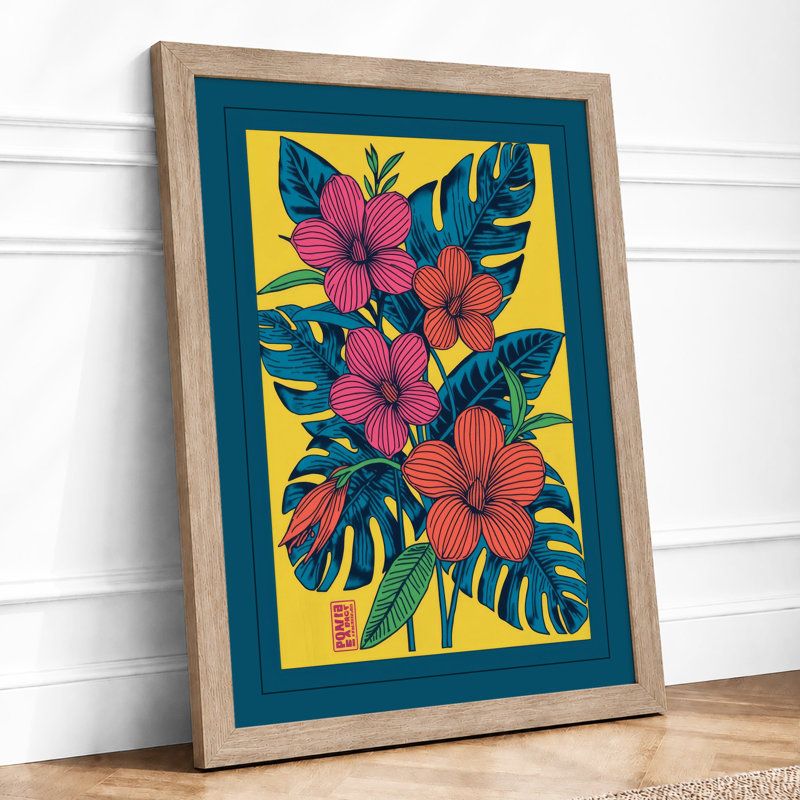 Tropical Blooms Botanical - Framed Print, Oak, A4 - 29.7 x 21.0 cm