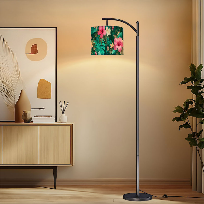 Lampe sur pied à arc tropical avec abat-jour réglable Bold Tropical