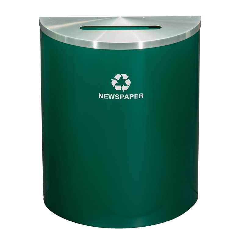 Poubelle, 29, Vert forêt / aluminium satiné, H 28,5 po x l 24 po x P 12 po