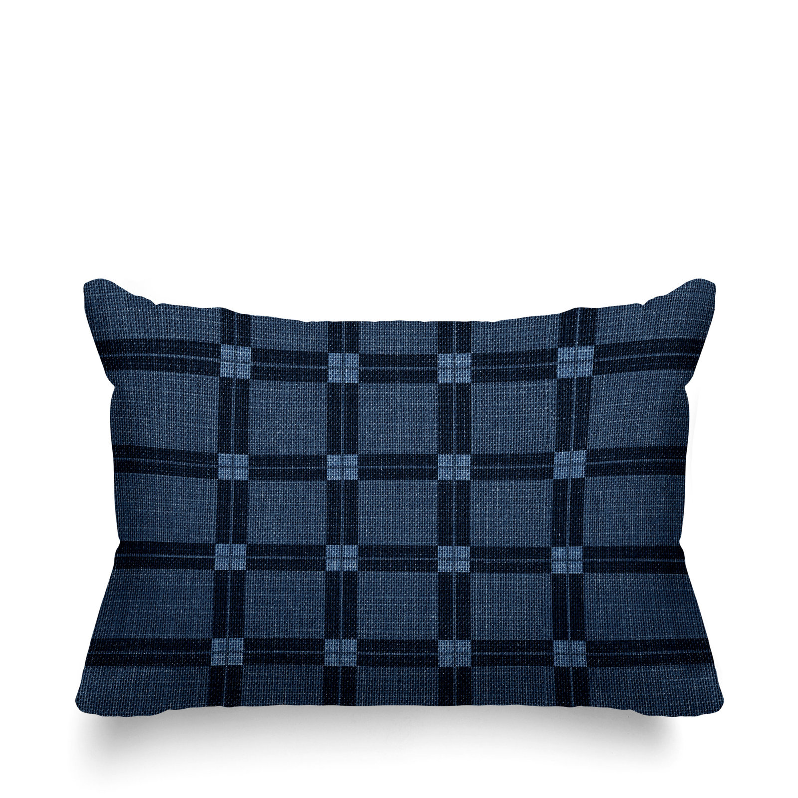 Plaid Indoor/Outdoor Lumbar Throw Pillow, Gold, 18"H x 25"W