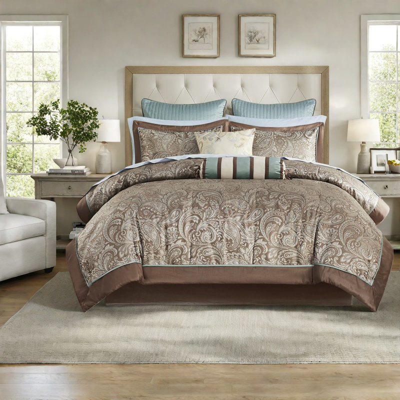 Ensemble de literie, coton très grand confort moderne à motif cachemire pour la maison