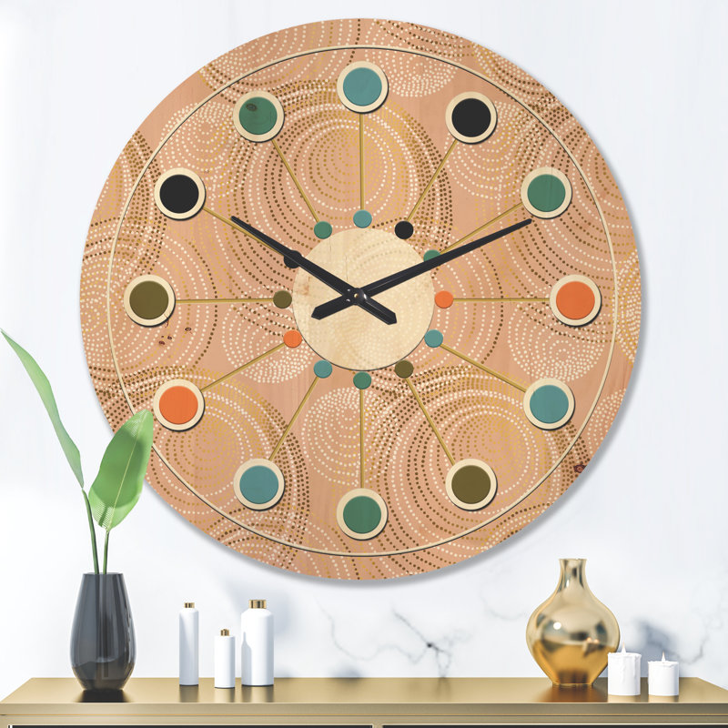 Horloge murale en bois à géométrie abstraite, Grand