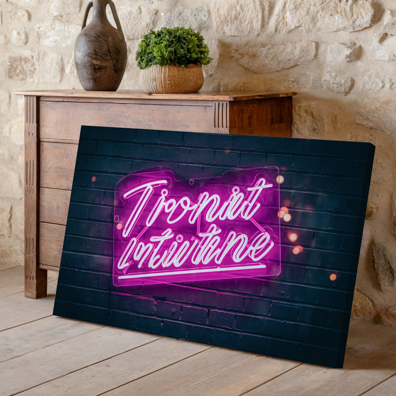 Toile, création d'une scène urbaine vibrante mettant en vedette une enseigne au néon incandescent affichant un texte de motivation en caractères gras