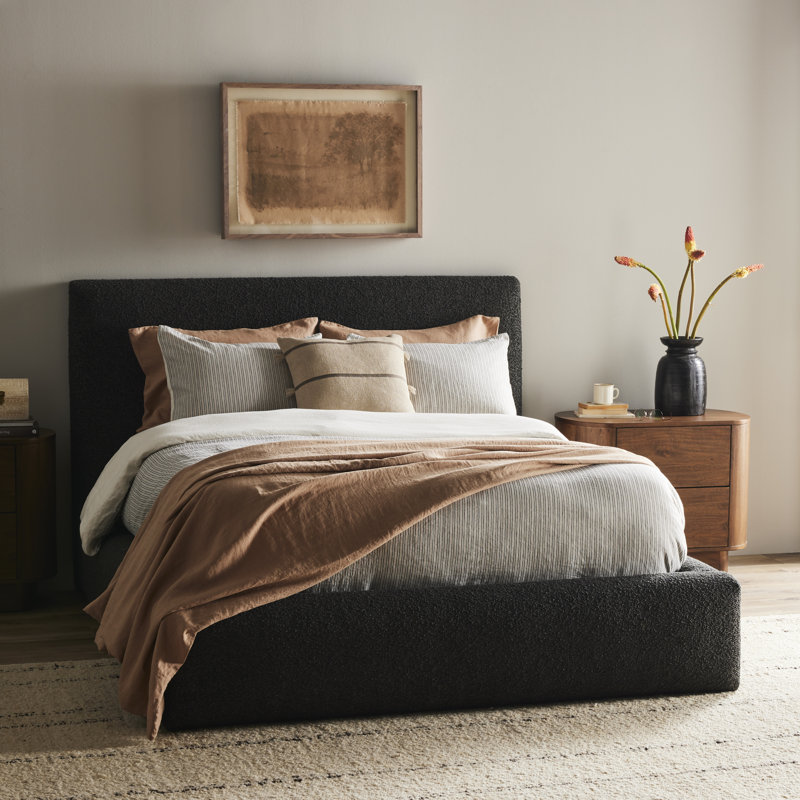 Lit tapissier Azar, Grand, Gris anthracite Lisbonne