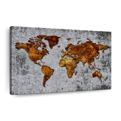 Carte du monde en bronze antique