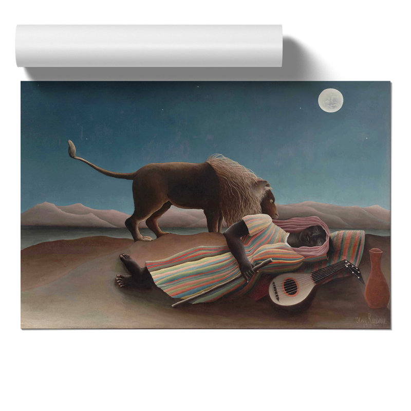 The Sleeping Gypsy by Henri Rousseau - No Frame Painting, 30cm H x 42cm W x 0.1cm D