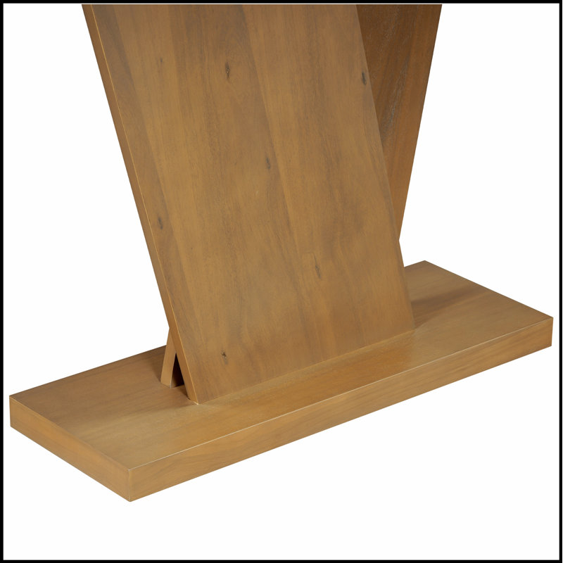 Console Mirod avec placage en bois naturel, conception à base en V pour une polyvalence classique, parfaite pour exposer vos articles préférés, assemblage facile
