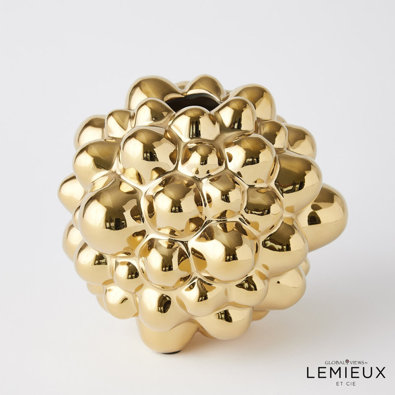 Bubble Vase, 6.75" H x 7" W x 7" D, Bright Gold