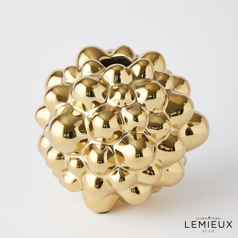 Bubble Vase, Bright Gold, 6.75" H x 7" W x 7" D