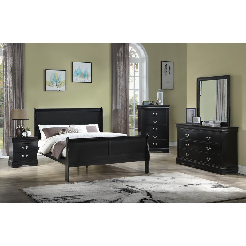 Structure de lit pour grand lit, Queen, Noir