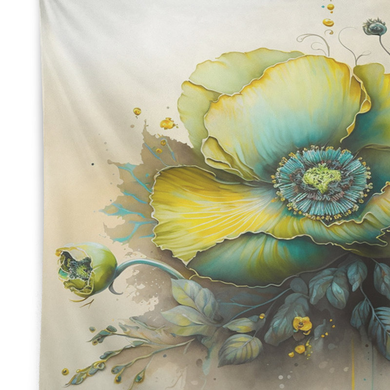 Tapisserie en polyester fleur verte II, H 50 po x l 60 po