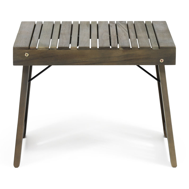 Foldable Grey Wood Side Table With Slat Magnetism, 21.59W X 14.11D 15.63H In Style,