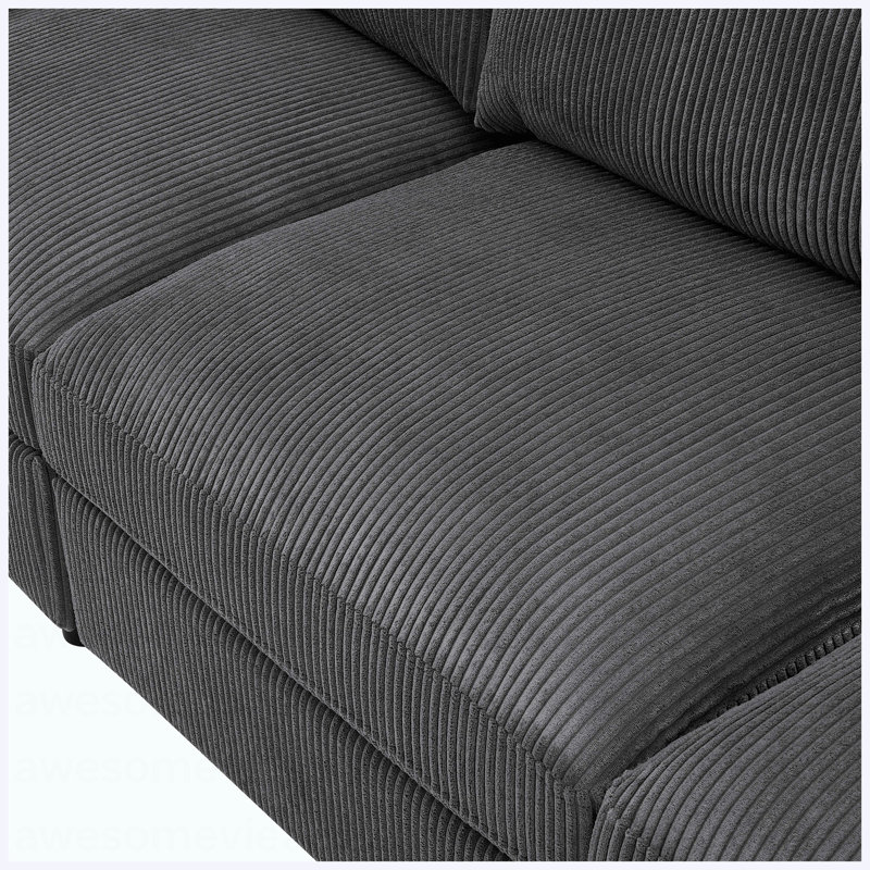 Corduroy Reversible Modular Sectional Sofa, Convertible L-Shaped Couch with Deep Seats for Living Room Small Space