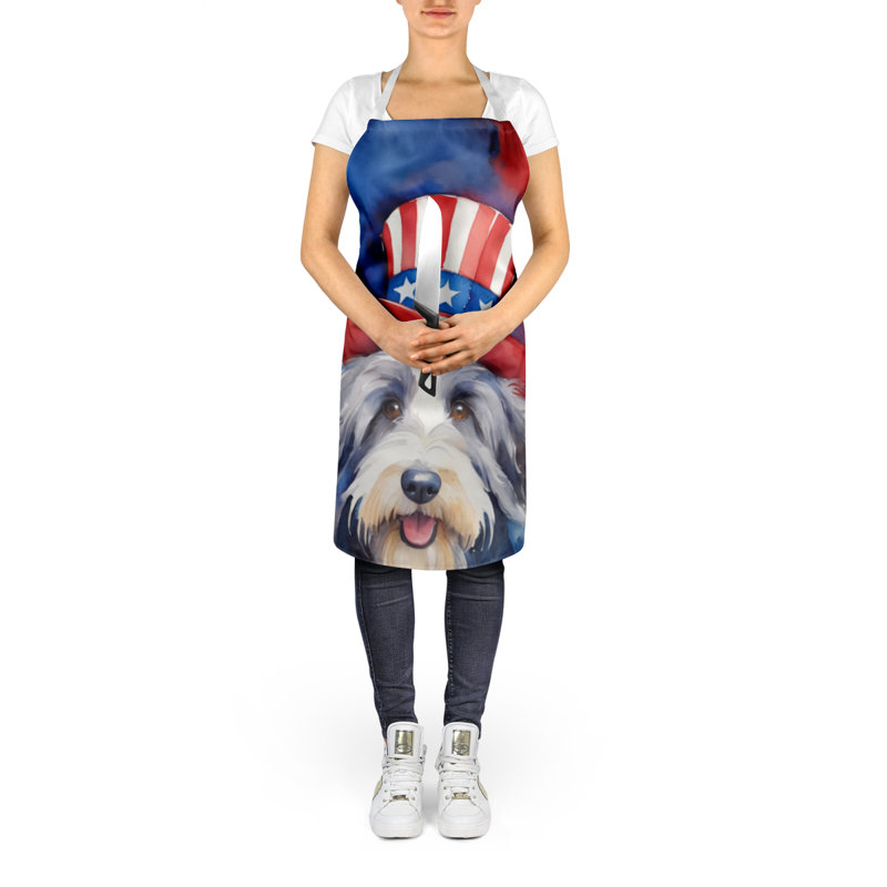 Patriotic American Apron, Bearded Collie