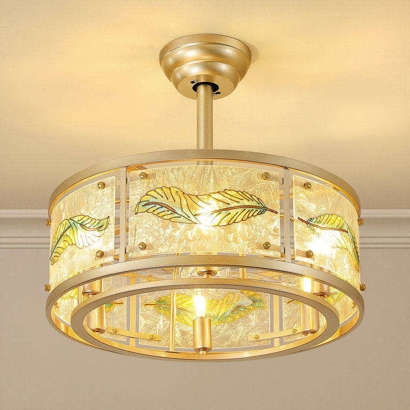Ventilateur de plafond 20 po Mid Century Modern, Doré