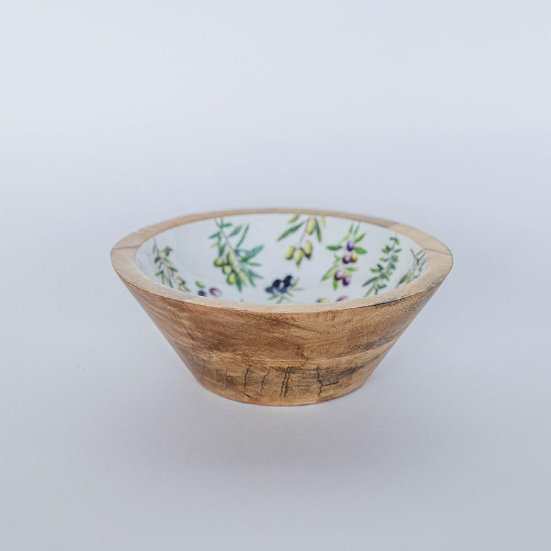 Bol décoratif en bois avec motif olive