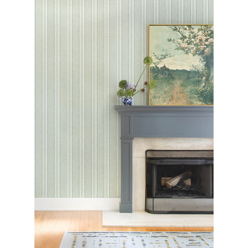 Ayanna Light Green Striped Wallpaper, Green