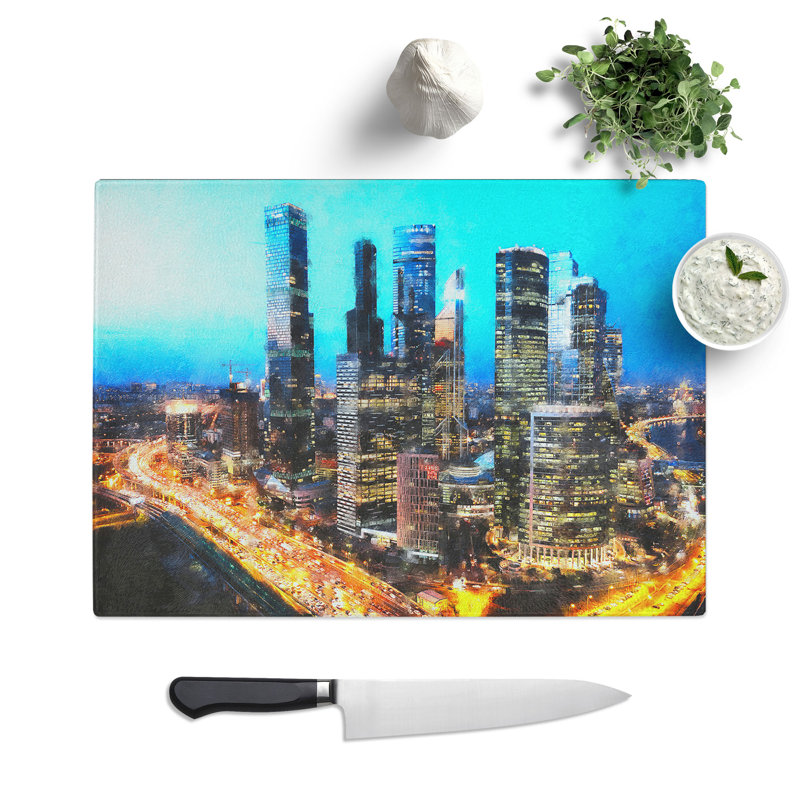 Tempered Glass Moscow Russia Skyline Chopping Board, 28.5 cm x 39 cm