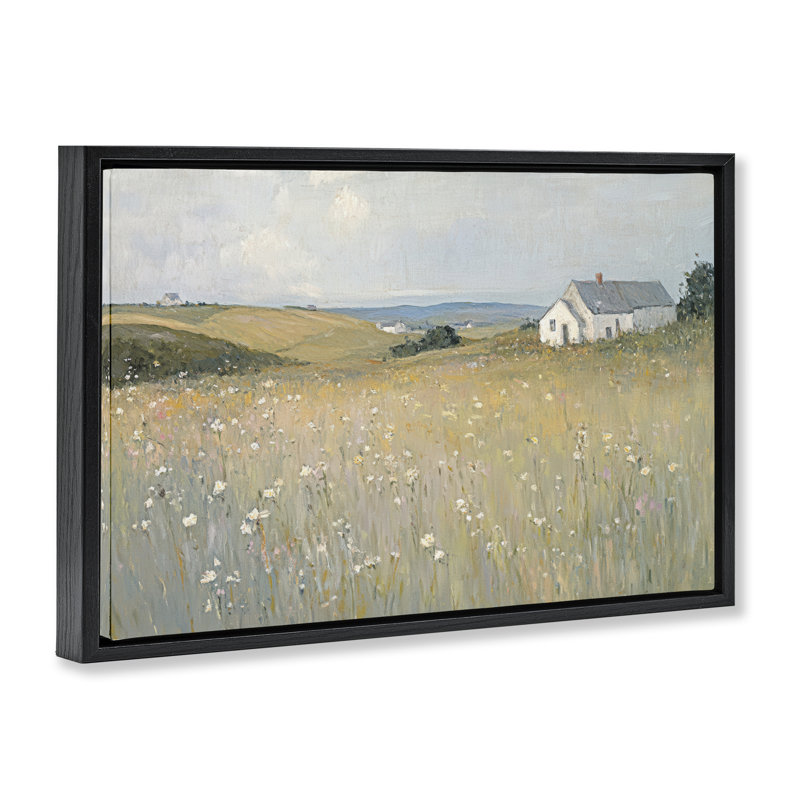 Cadre flottant Homes in the Hills, design par Petal Prints Design, Cadre flottant noir de jais, H 17 po x l 25 po