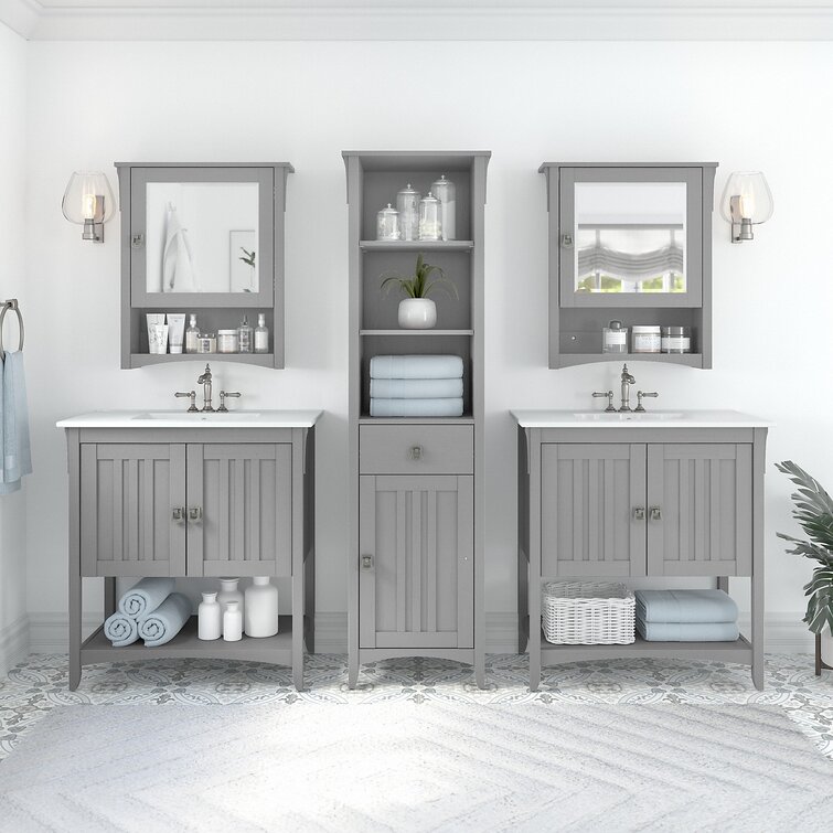 Lark Manor Almetter Freestanding Bathroom Cabinet with Drawers & Reviews