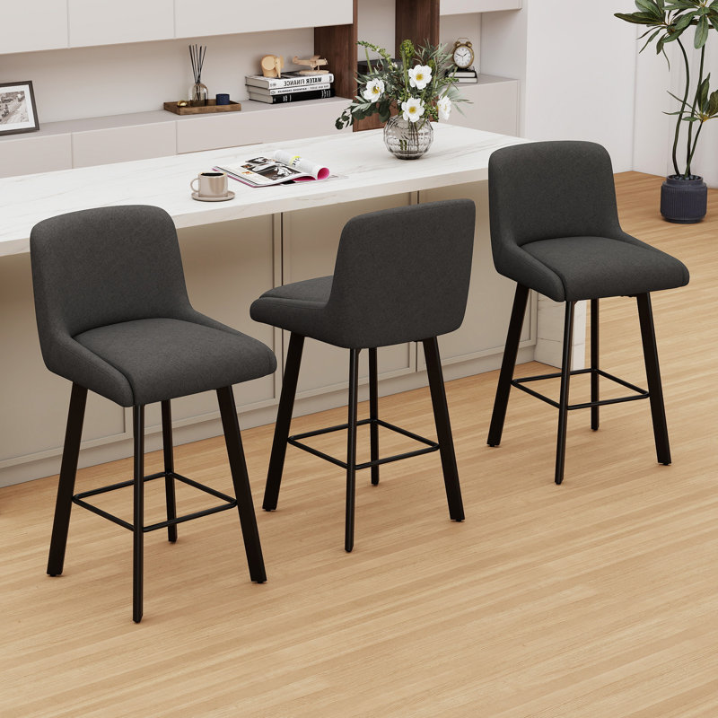Tabouret de bar 26 po H, 3, Black Grey, Tabouret de bar = siège d'une hauteur de 26 po