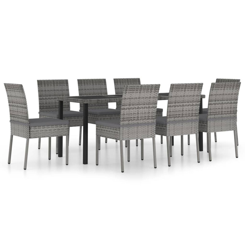 Ensemble repas 8 personnes avec coussins Khamil, gris, gris
