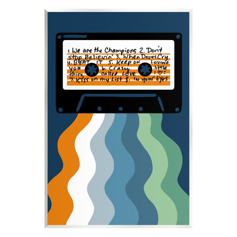 "Mix Tape Cassette", art mural sur bois par Laura Marr, Bois sans cadre, H 15 po x l 10 po